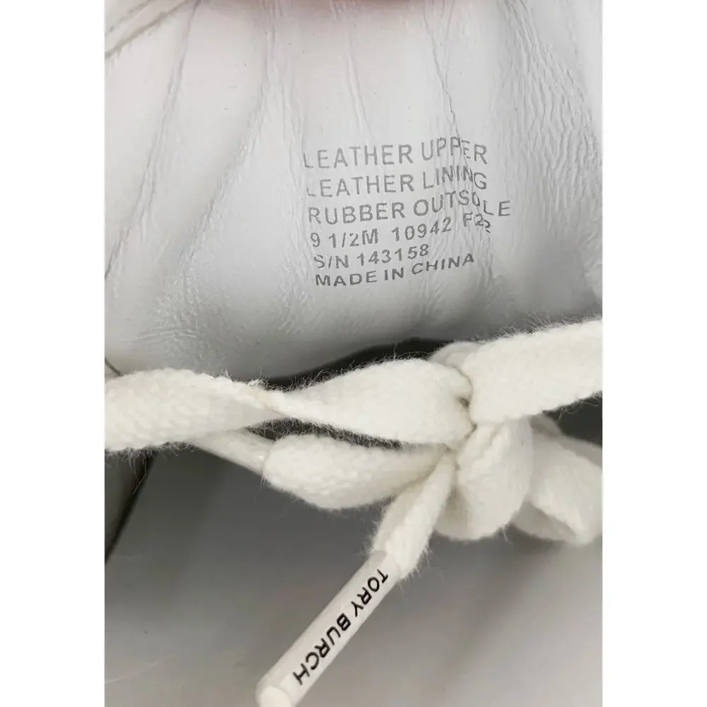 Tory Burch Hank Court Sneakers Lace Up White Leather Women's 9.5